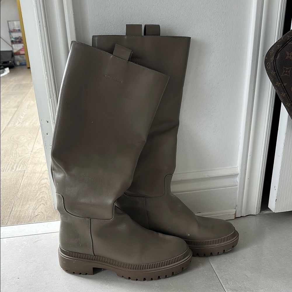 Stylish taupe Knee-High Boots
